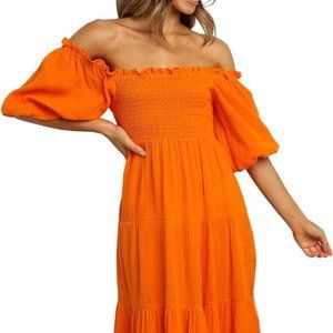 R. Vivimos Summer Lantern Sleeve Midi Dress